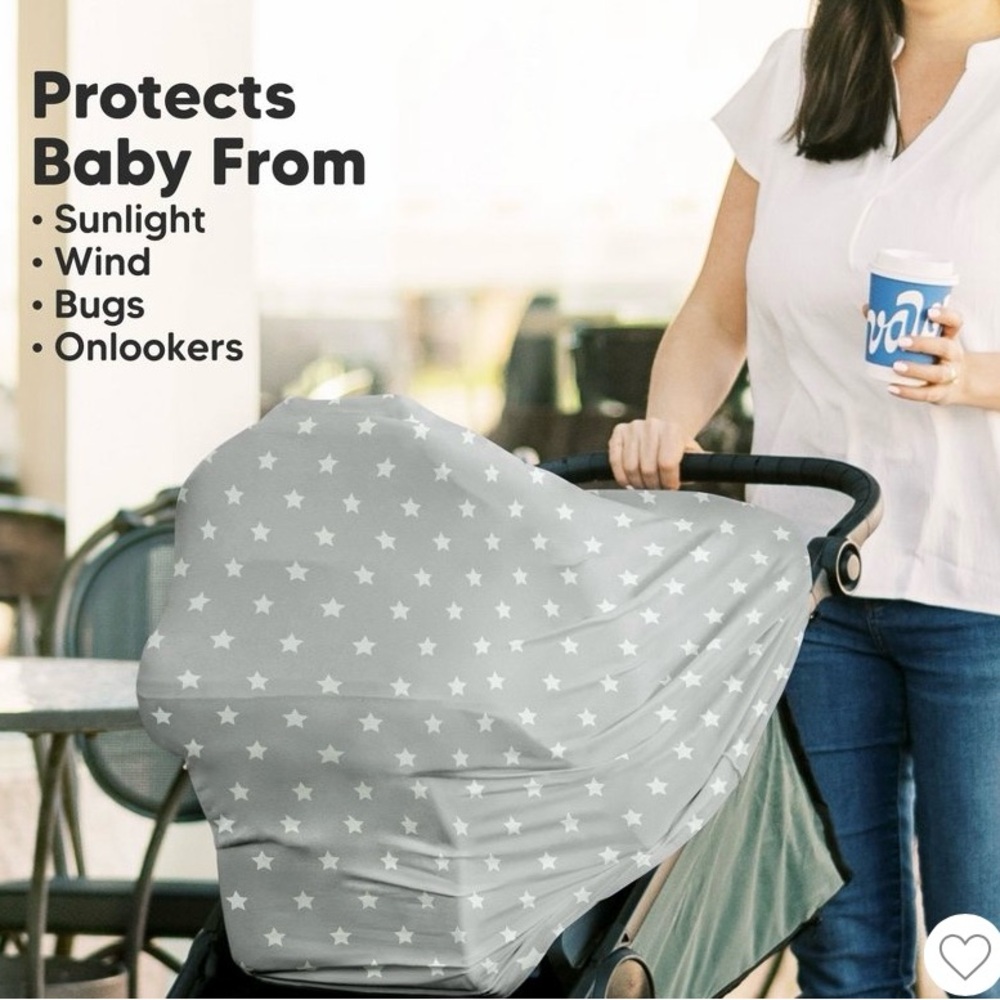 Starry Gray Multi-Use Baby Car Seat Cover - Like New! - Picture 5 of 7